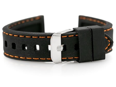 U20 rubber watch strap - black/orange 20mm