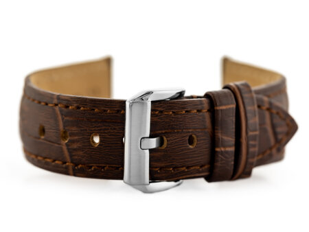 W06 leather watch strap - dark brown - 24mm