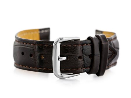 W102L dark brown leather watch strap - 20mm