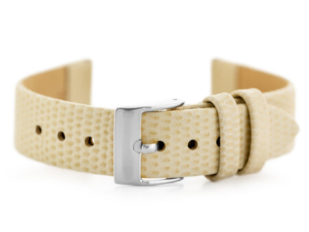 W107 leather watch strap - beige/sr. 14mm