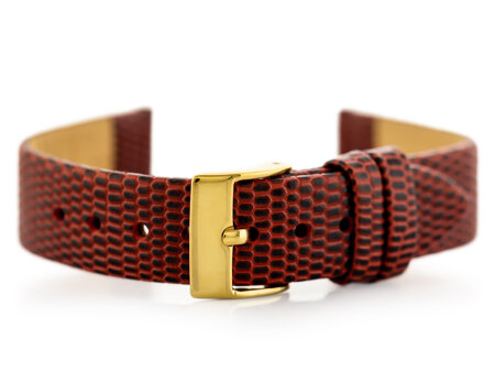 W107 leather watch strap - red/gold. 12mm