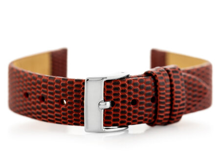 W107 leather watch strap - red/sr. 16mm