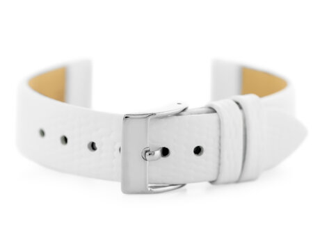 W107 leather watch strap - white/sr. 20mm