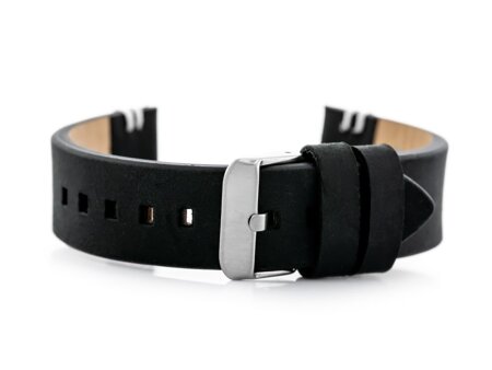 W110 leather watch strap - black/white - 20mm