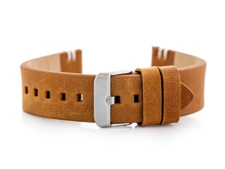 W110 leather watch strap - brown/white - 20mm