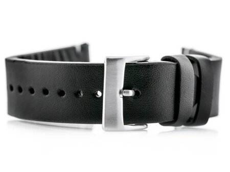 W118 leather watch strap - black/white - 24mm