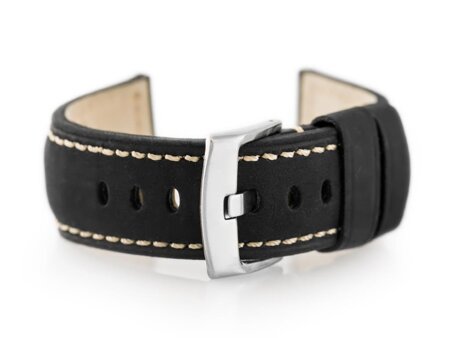 W29 leather watch strap - black - 24mm