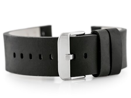 W39 leather watch strap - black/white 22mm