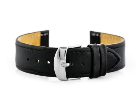 W44L black leather watch strap - 18mm