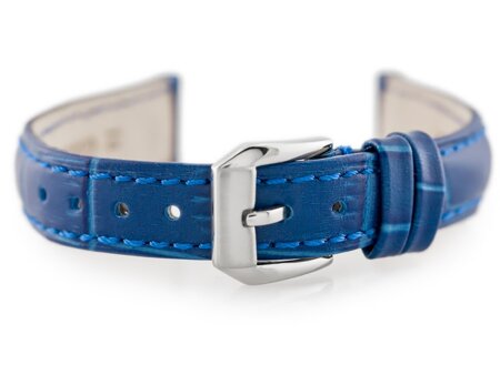 W64 leather watch strap - blue - 14mm