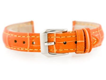 W64 leather watch strap - orange 12mm