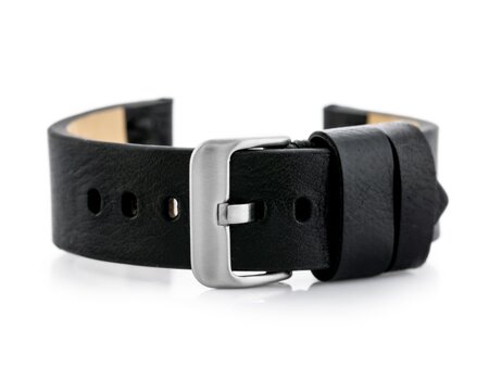 W79 black leather watch strap - 22mm