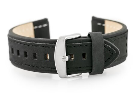 W80 leather watch strap - black - 20mm