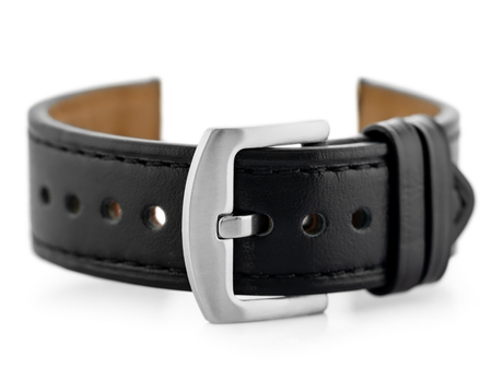 W81 leather watch strap - black/black 20mm