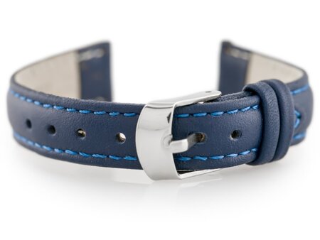 W83 leather watch strap - navy blue - 12mm