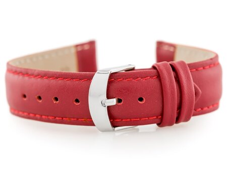 W83 leather watch strap - red - 18mm