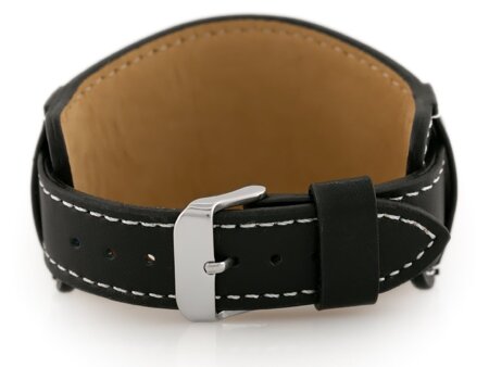 W85 leather watch strap - washer - black/white - 20mm