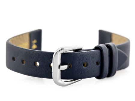 W86 leather watch strap - navy blue - 14mm