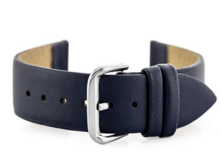 W86 leather watch strap - navy blue - 18mm