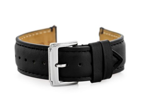 W89 black leather watch strap - 22mm