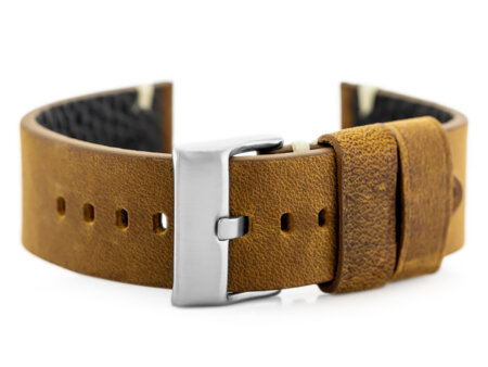 W93 leather watch strap - brown/white - 22mm