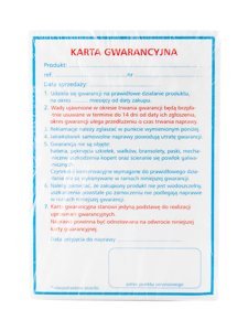 Warranty cards for wrist watches (in Polish) - 500pcs.
