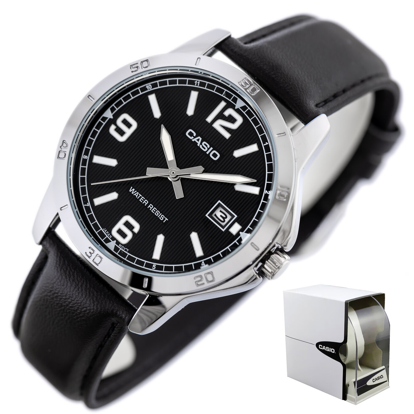 CASIO MEN'S WATCH MTP-V004L-1B + BOX (zd046g)