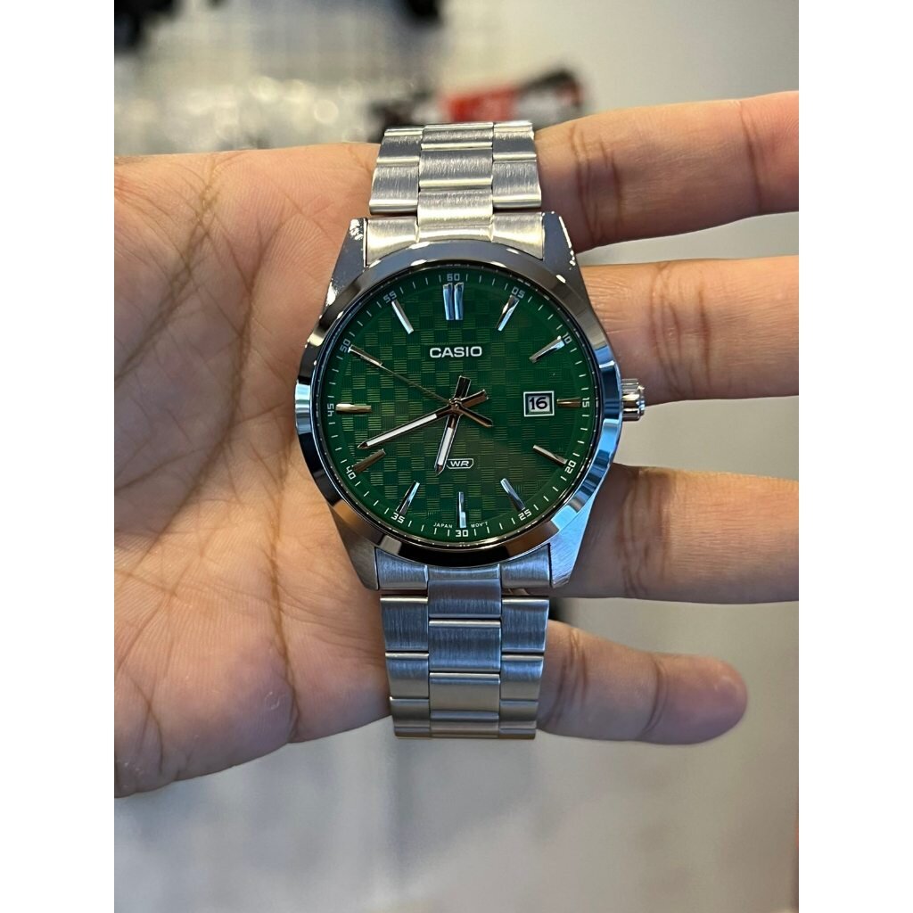 CASIO MEN'S WATCH MTP-VD03D-3A1 Green + BOX