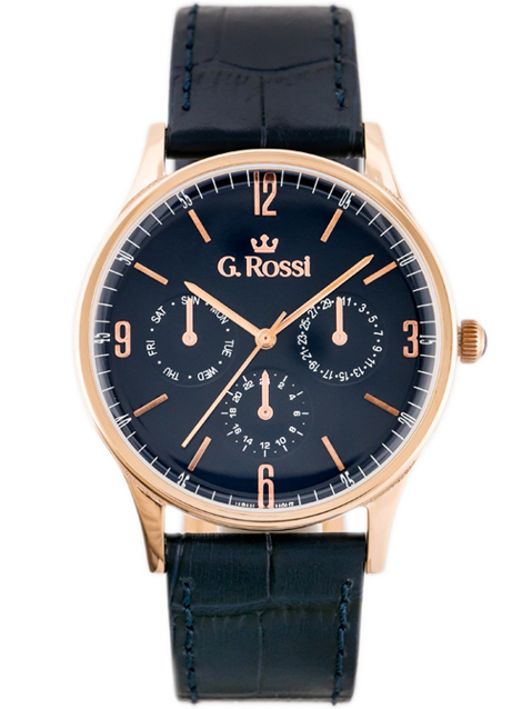 G. ROSSI WATCH - 10737A-6F3 (zg258f) blue/r.g. + BOX