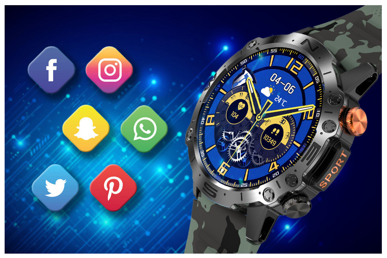 GRAVITY GT20-6 MEN'S SMARTWATCH - AMOLED, ADDITIONAL BELT (sg024f)