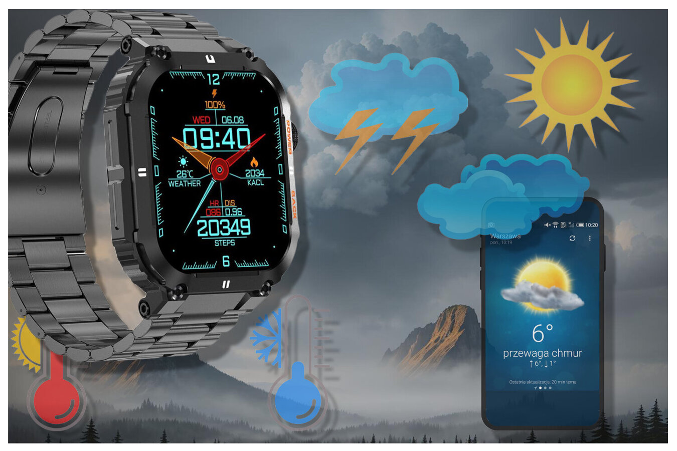 GRAVITY GT6-2 MEN'S SMARTWATCH - CALL MAKING, SNOW MONITOR (sg020b)