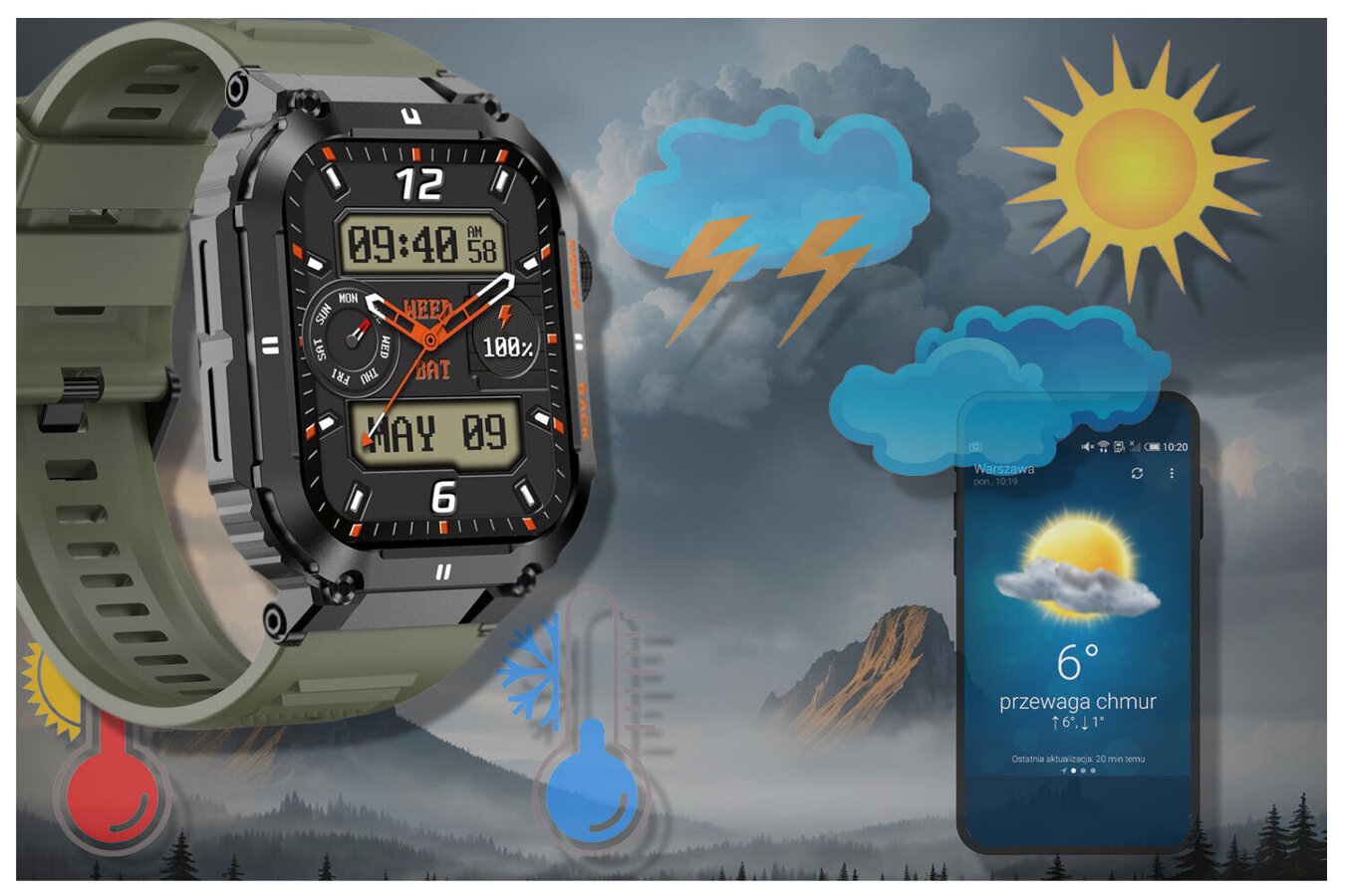 GRAVITY GT6-6 MEN'S SMARTWATCH - CALL MAKING, SNOW MONITOR (sg020f)