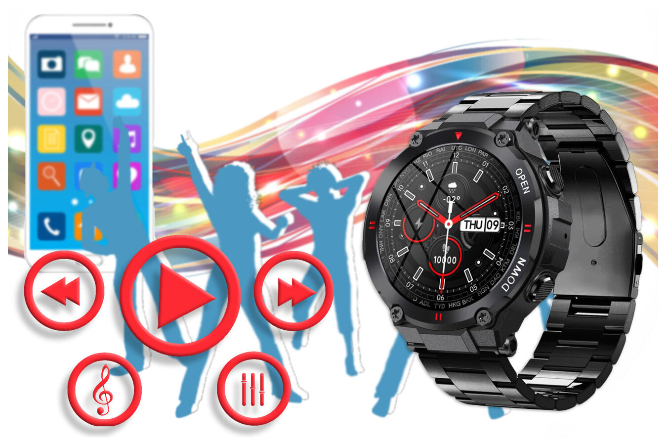 GRAVITY GT7-2 MEN'S SMARTWATCH - MAKING CALLS (sg016b)