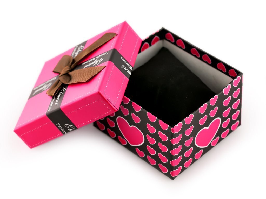 Gift box for watch - hearts dark pink