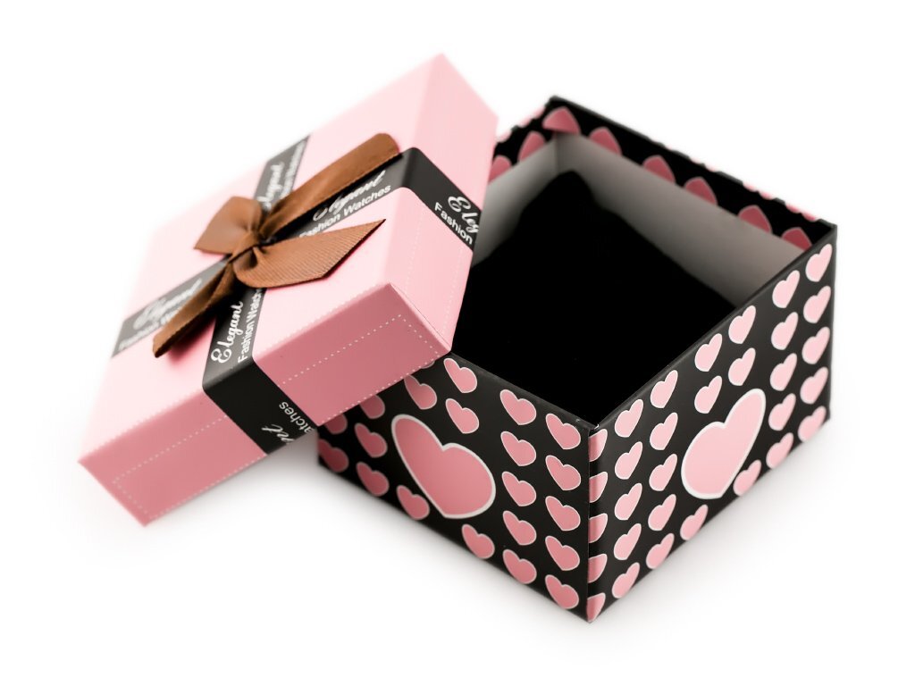 Gift box for watch - hearts light pink