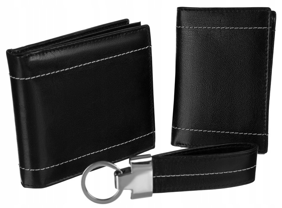Leather wallet, case and key ring set 4U CAVALDI ZECAV-03