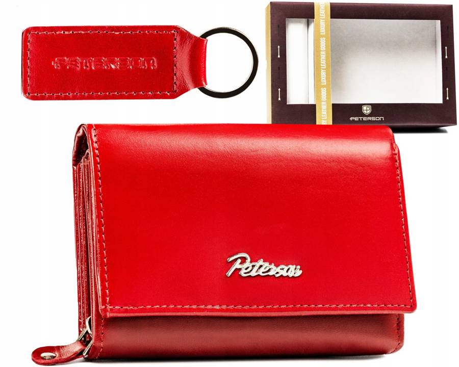 Leather wallet & keyring gift set PETERSN PTN SET-D-02-KCS