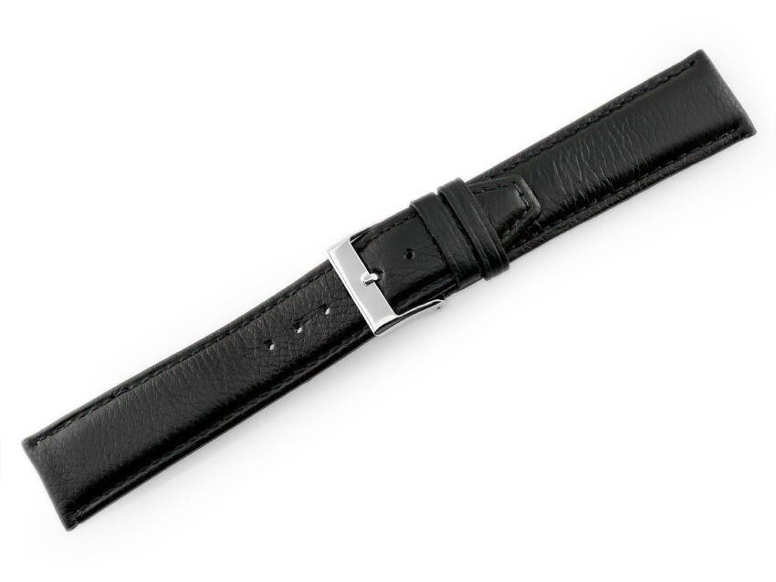 Leather watch strap W26 - PREMIUM - black - 24mm