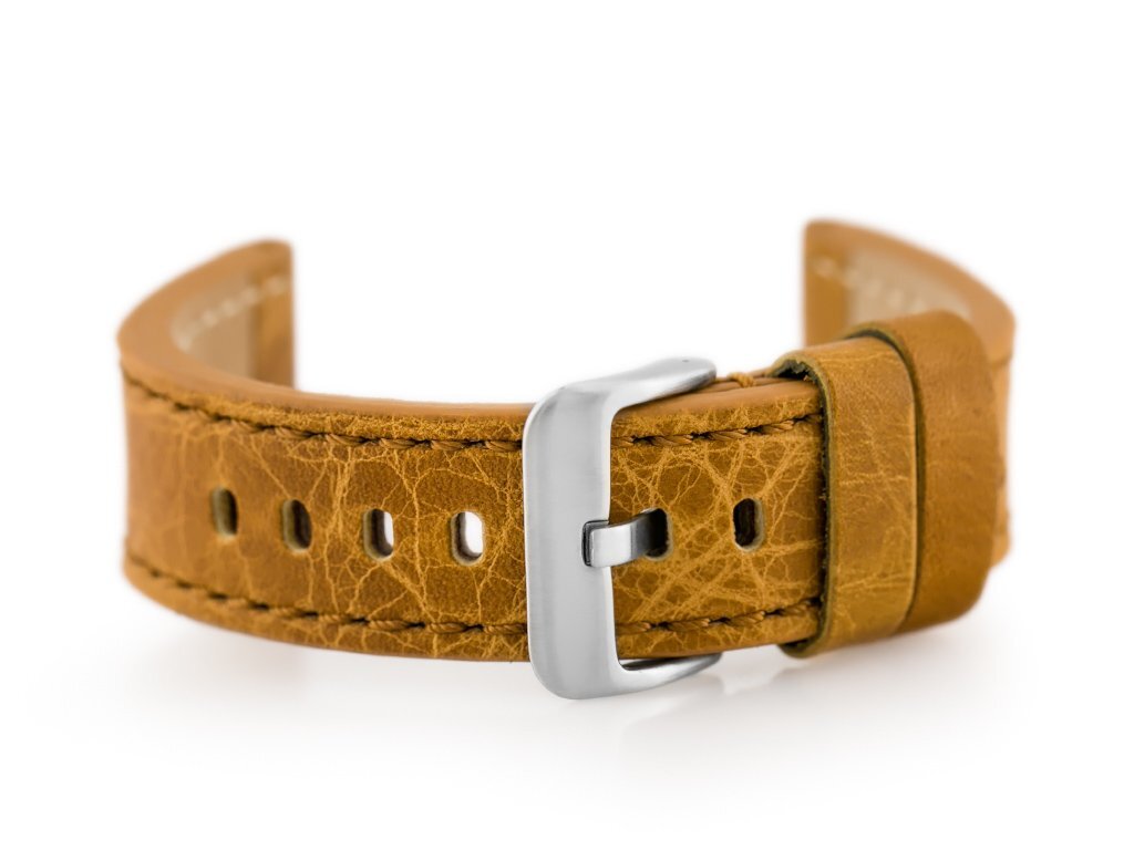 Leather watch strap W48 - PREMIUM - camel - 22mm