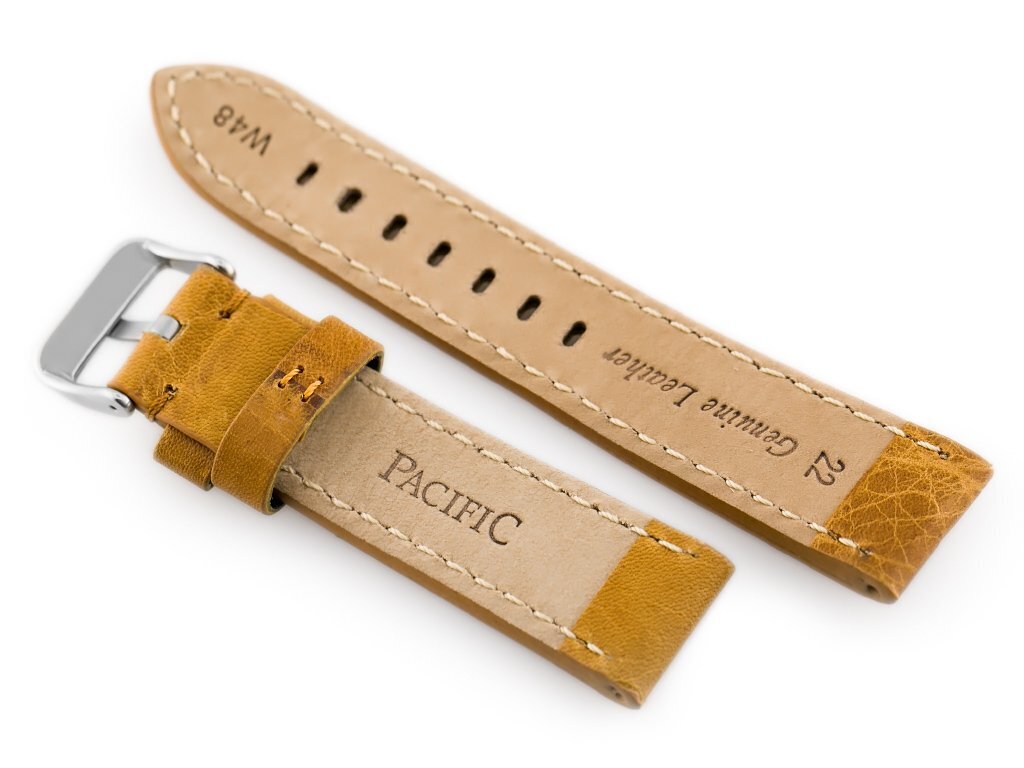 Leather watch strap W48 - PREMIUM - camel - 22mm