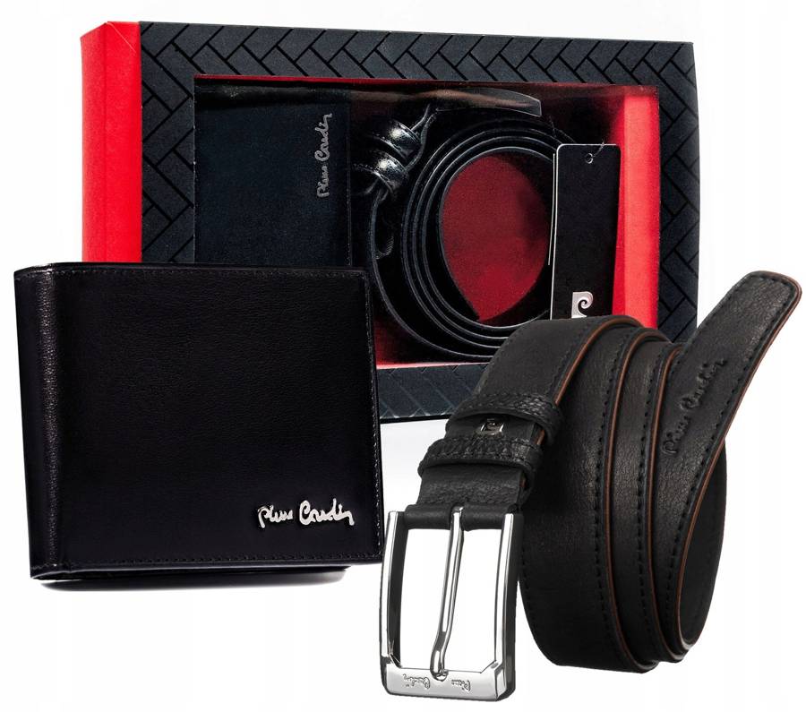 Leather's wallet and leather belt set PIERRE CARDIN ZM-PC