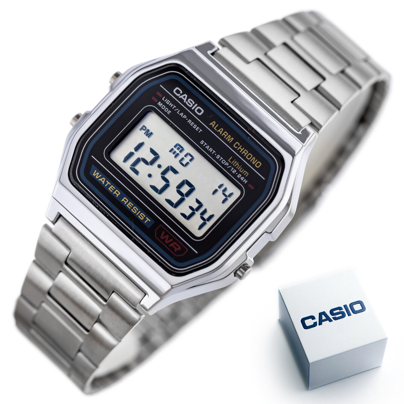 MEN'S WATCH CASIO A158WA-1D VINTAGE RETRO + BOX