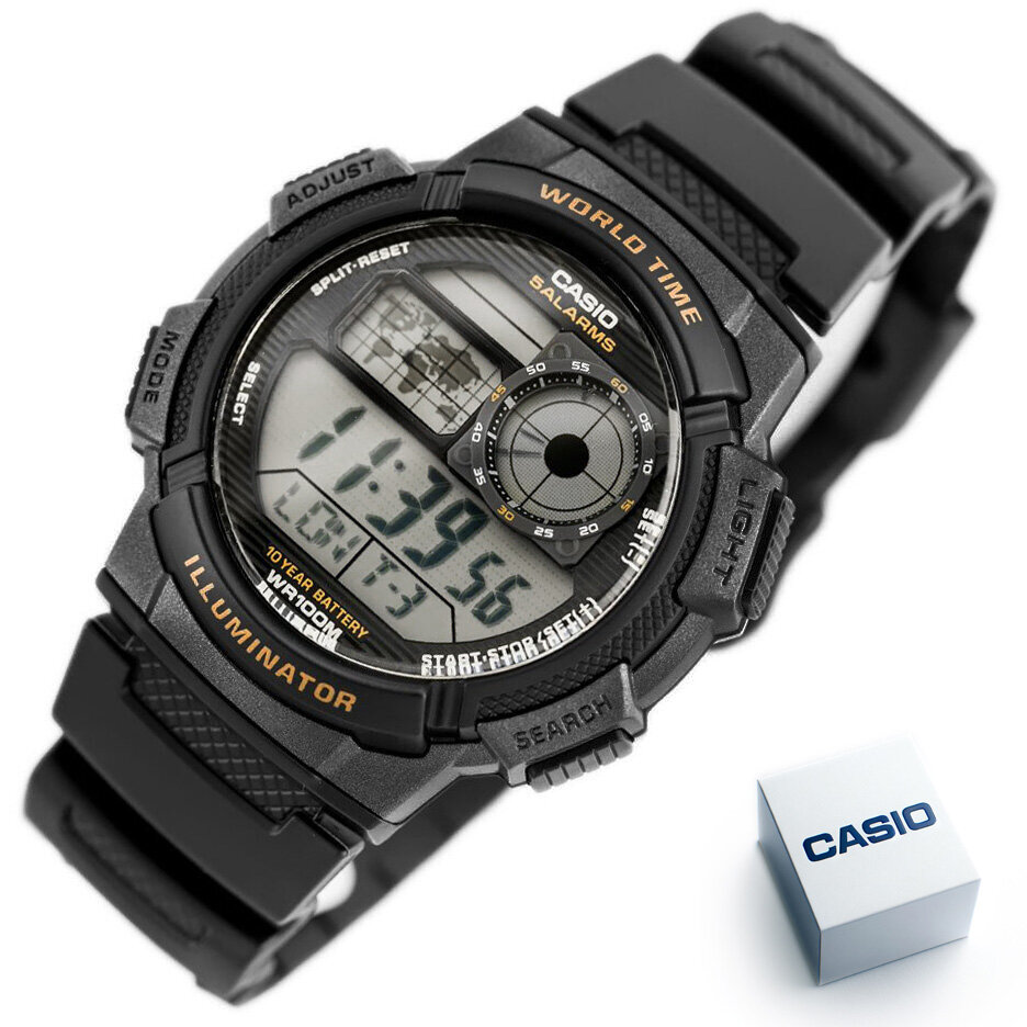 MEN'S WATCH CASIO AE-1000W-1AV - WORLD TIME + BOX