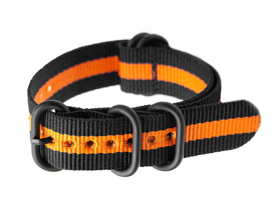 N01 NATO watch strap - black/orange (wide) - 20mm