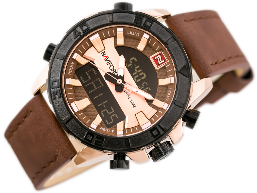 NAVIFORCE MEN'S WATCH - NF9114 (zn046e) - brown/rosegold