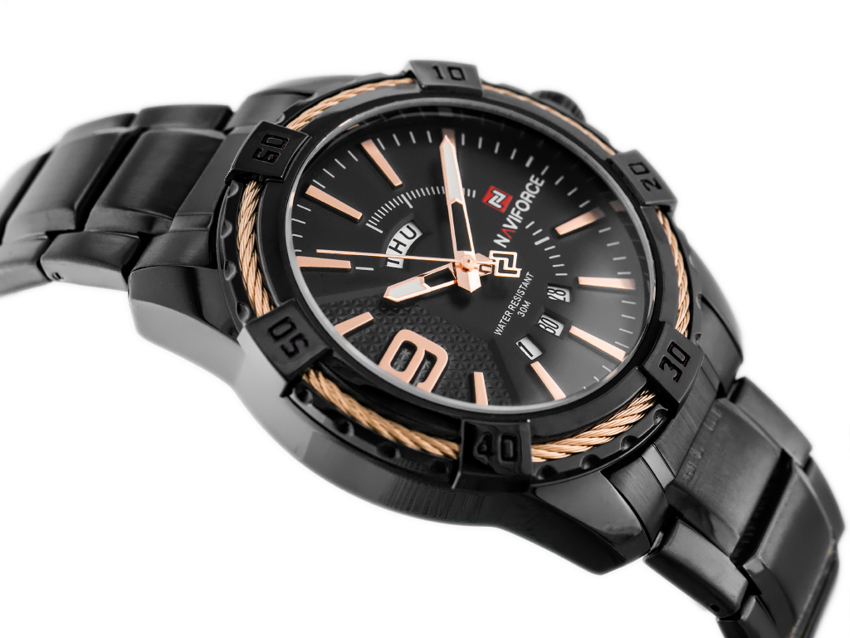 NAVIFORCE MEN'S WATCH - NF9117 (zn059c) - black/rosegold + box