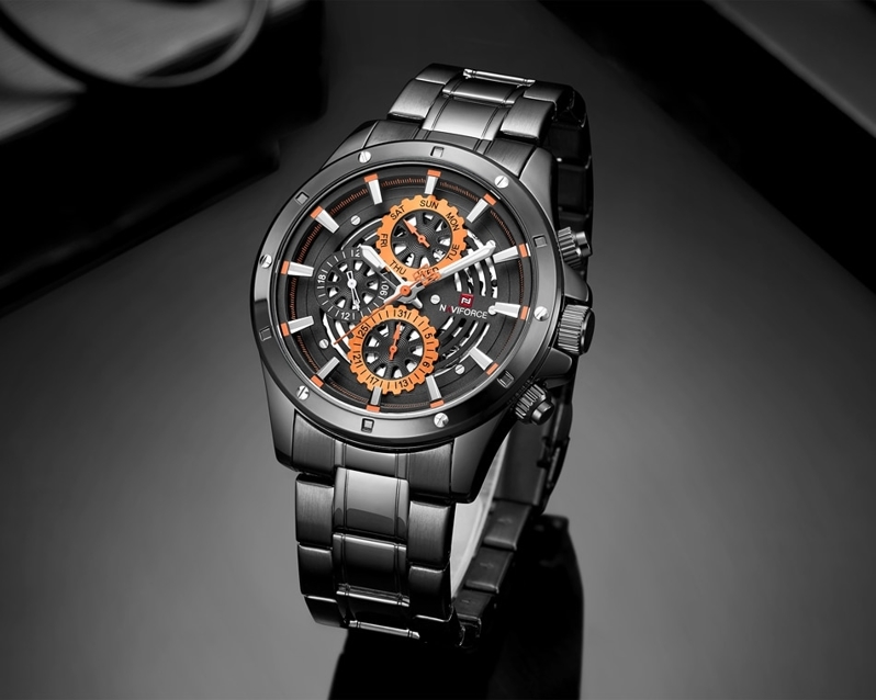 NAVIFORCE MEN'S WATCH - NF9149 (zn090a) black / orange + BOX