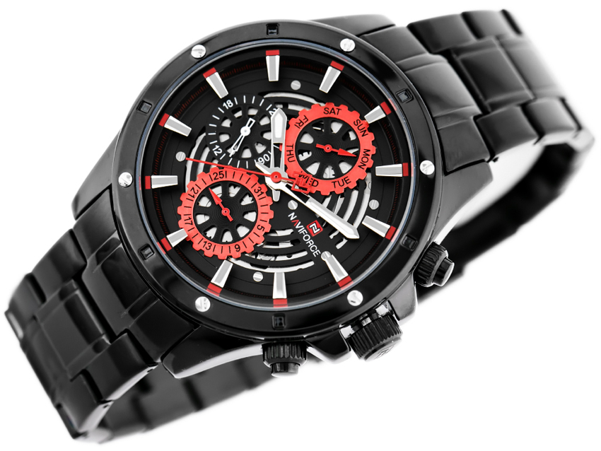 NAVIFORCE MEN'S WATCH - NF9149 (zn090b) black / red + BOX