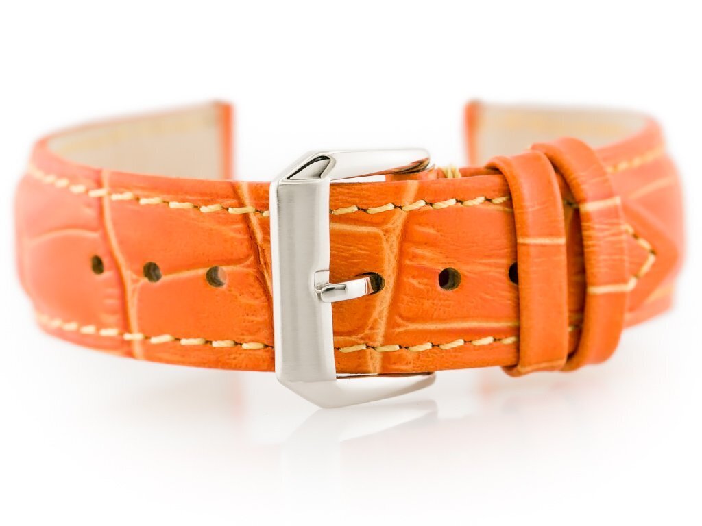 Pasek skórzany do zegarka W64 - pomarańczowy 20mm