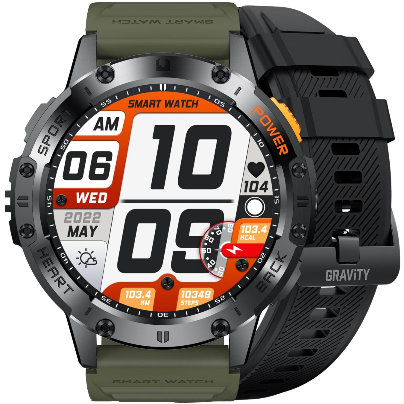 SMARTWATCH MĘSKI GRAVITY GT22-5 - AMOLED, DODATKOWY PASEK (sg030e)